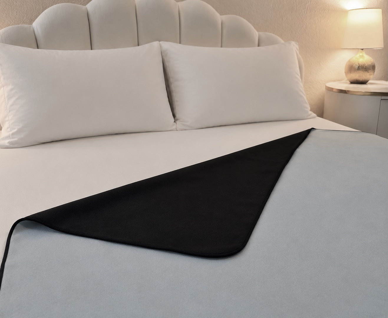 Aquamarine Organic Cotton Venus Mat luxury waterproof intimacy mat — PFAS - free, American - made waterproofing, stays flat, breathable, sleep all night, 10 - year guarantee | Venus Matters