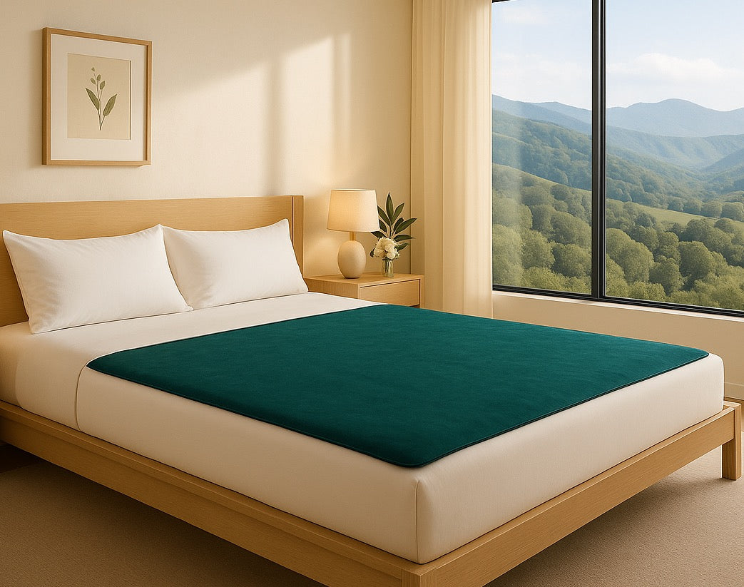 Serene green sex blanket that surpasses expectations. Waterproof, absorbent and washable. Made in the USA.