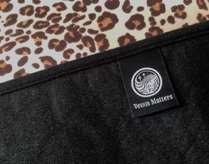 venus matters logo on organic cotton flannel wild venus mat waterproof bed mat