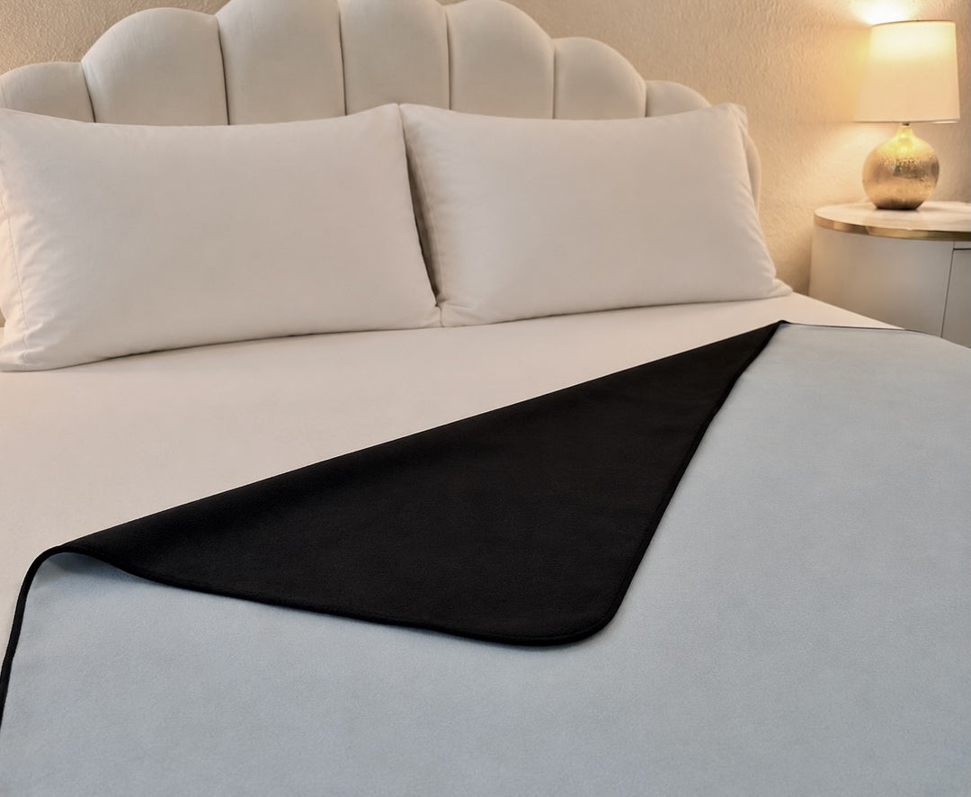Aquamarine Organic Cotton Venus Mat luxury waterproof intimacy mat — PFAS - free, American - made waterproofing, stays flat, breathable, sleep all night, 10 - year guarantee | Venus Matters
