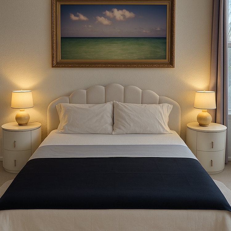 Organic cotton gray surface folded over black absorbent backing on the Moonstone Organic Cotton Venus Mat